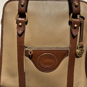 Vintage 80’s Dooney and Bourke Tan and Brown Leather Shoulder Bag